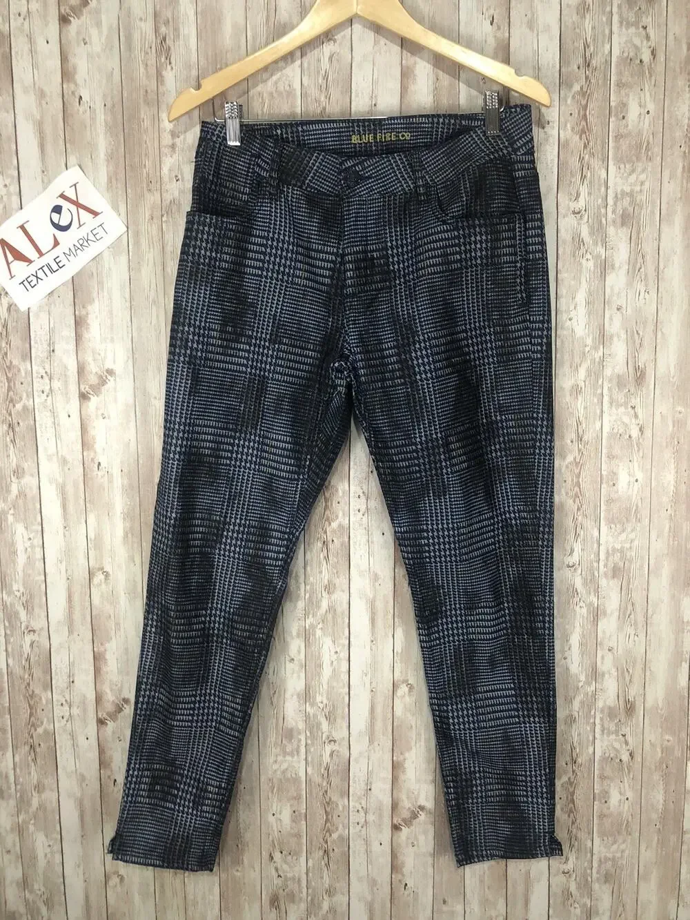 Blue Fire Co Pants Mens 27x29 Plaid Business Chino Blue Career Stretch N68